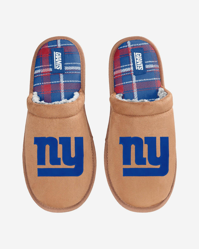 New York Giants Flannel Lined Brown Suede Scuff Slipper FOCO S - FOCO.com
