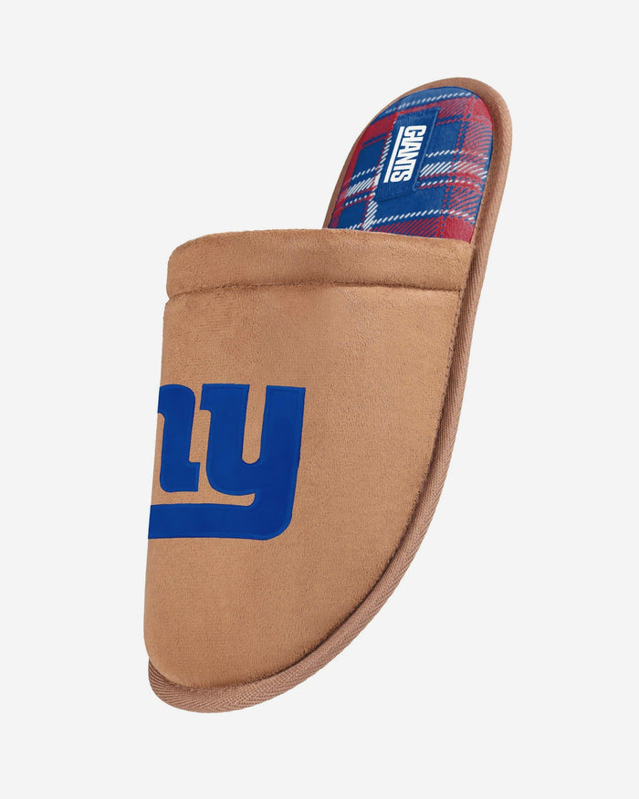 New York Giants Flannel Lined Brown Suede Scuff Slipper FOCO S - FOCO.com