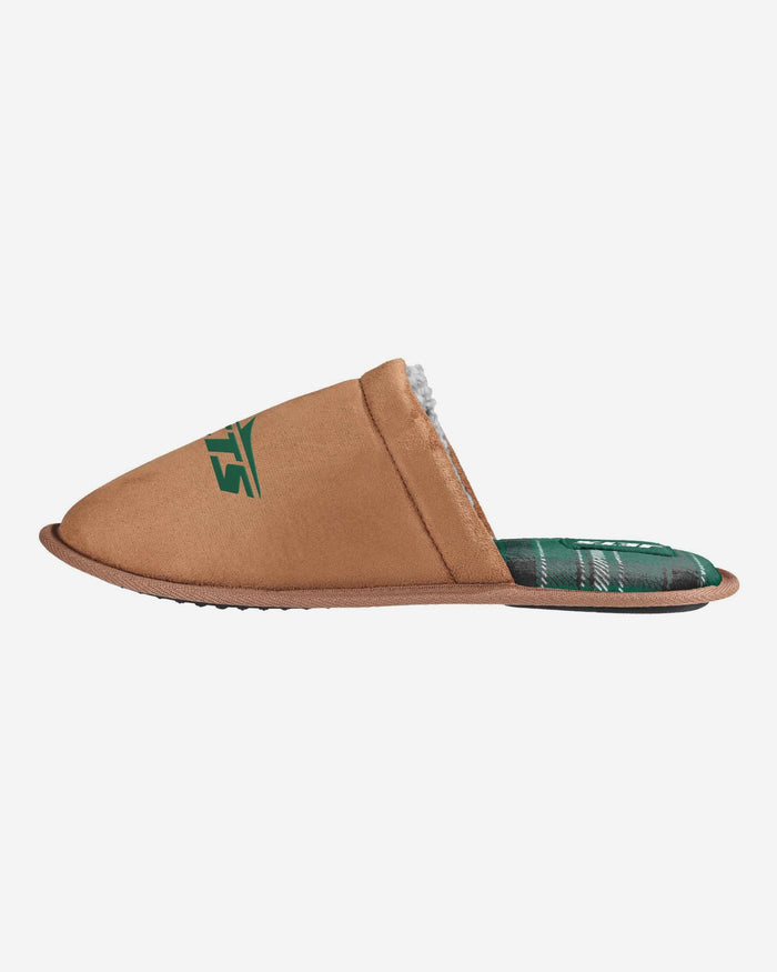 New York Jets Flannel Lined Brown Suede Scuff Slipper FOCO S - FOCO.com