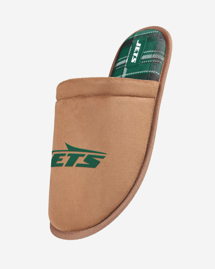 New York Jets Flannel Lined Brown Suede Scuff Slipper FOCO S - FOCO.com