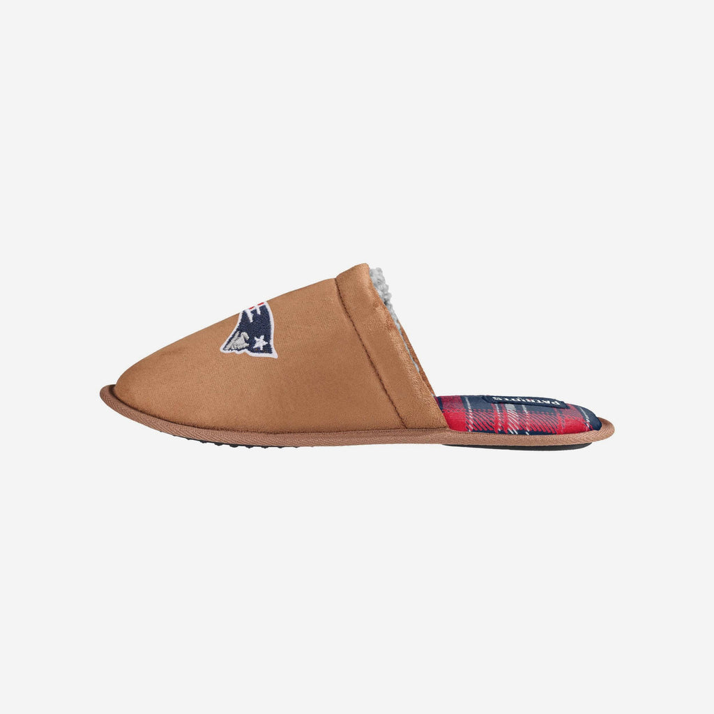 New England Patriots Flannel Lined Brown Suede Scuff Slipper FOCO S - FOCO.com