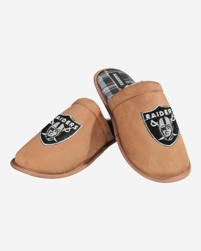 Las Vegas Raiders Flannel Lined Brown Suede Scuff Slipper FOCO S - FOCO.com