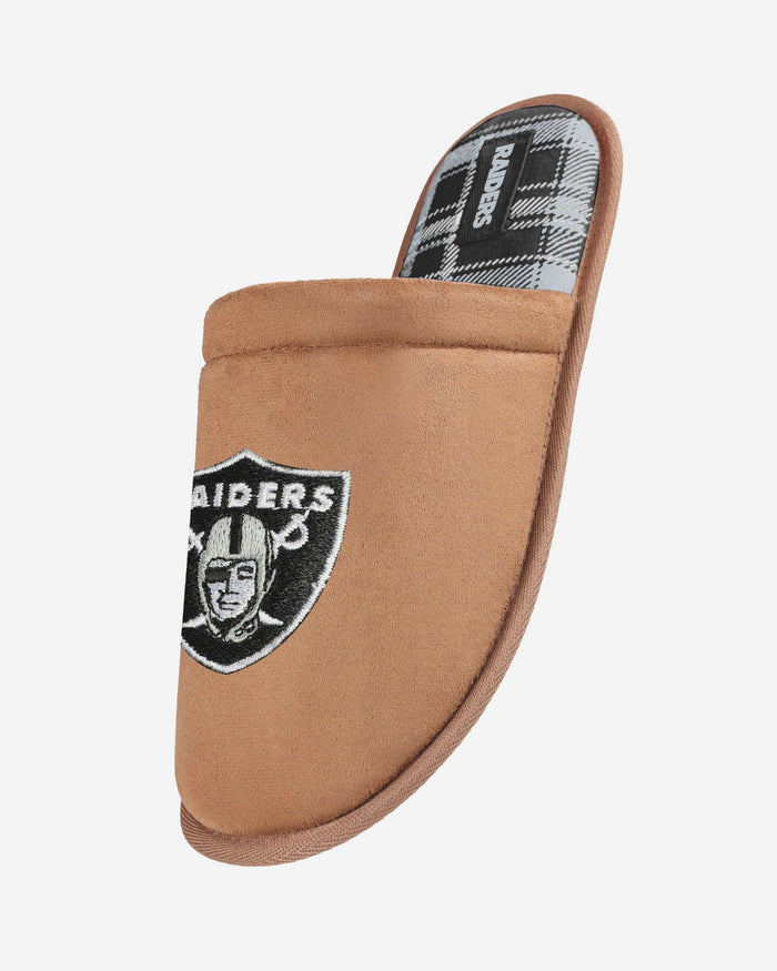 Las Vegas Raiders Flannel Lined Brown Suede Scuff Slipper FOCO S - FOCO.com