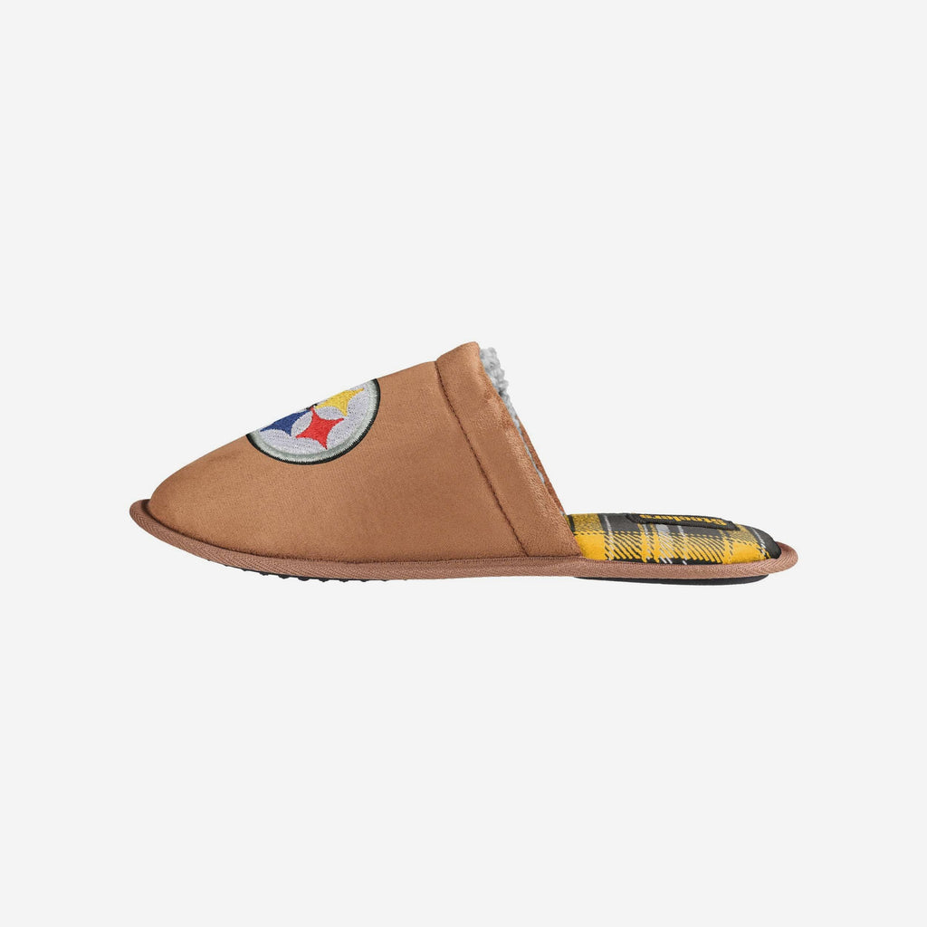 Pittsburgh Steelers Flannel Lined Brown Suede Scuff Slipper FOCO S - FOCO.com