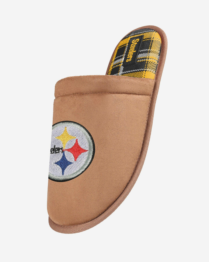 Pittsburgh Steelers Flannel Lined Brown Suede Scuff Slipper FOCO S - FOCO.com