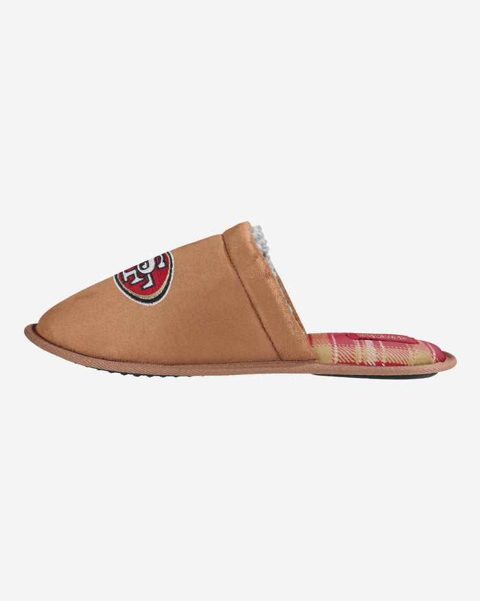 San Francisco 49ers Flannel Lined Brown Suede Scuff Slipper FOCO S - FOCO.com
