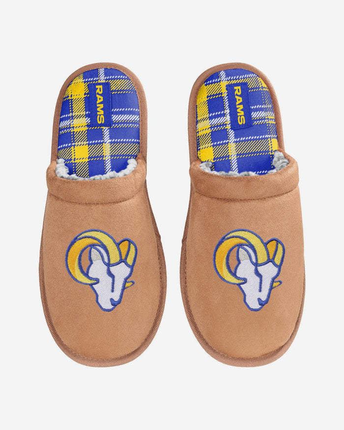 Los Angeles Rams Flannel Lined Brown Suede Scuff Slipper FOCO S - FOCO.com