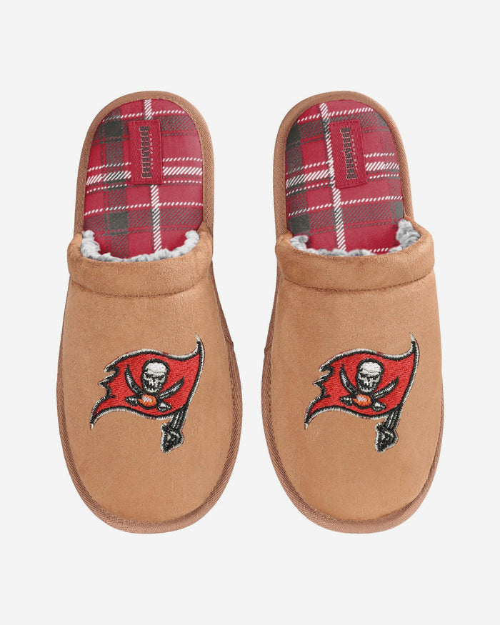 Tampa Bay Buccaneers Flannel Lined Brown Suede Scuff Slipper FOCO S - FOCO.com