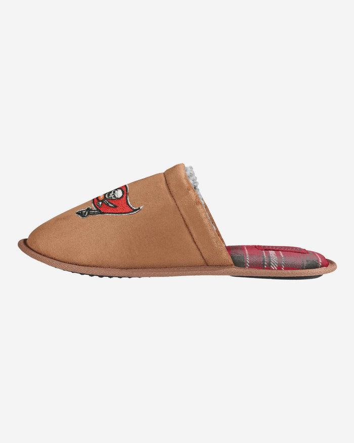 Tampa Bay Buccaneers Flannel Lined Brown Suede Scuff Slipper FOCO S - FOCO.com