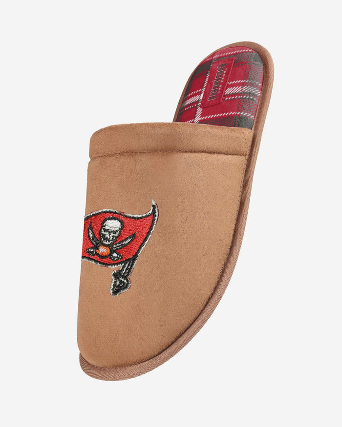 Tampa Bay Buccaneers Flannel Lined Brown Suede Scuff Slipper FOCO S - FOCO.com