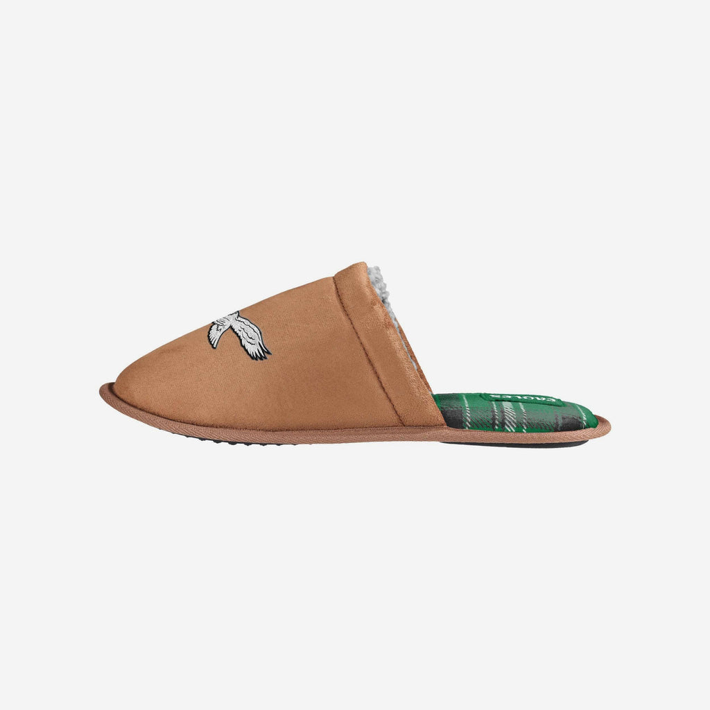 Philadelphia Eagles Kelly Green Flannel Lined Brown Suede Scuff Slipper FOCO S - FOCO.com