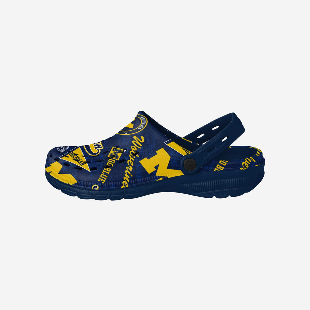 Michigan Wolverines Historic Print Clog With Strap FOCO S - FOCO.com