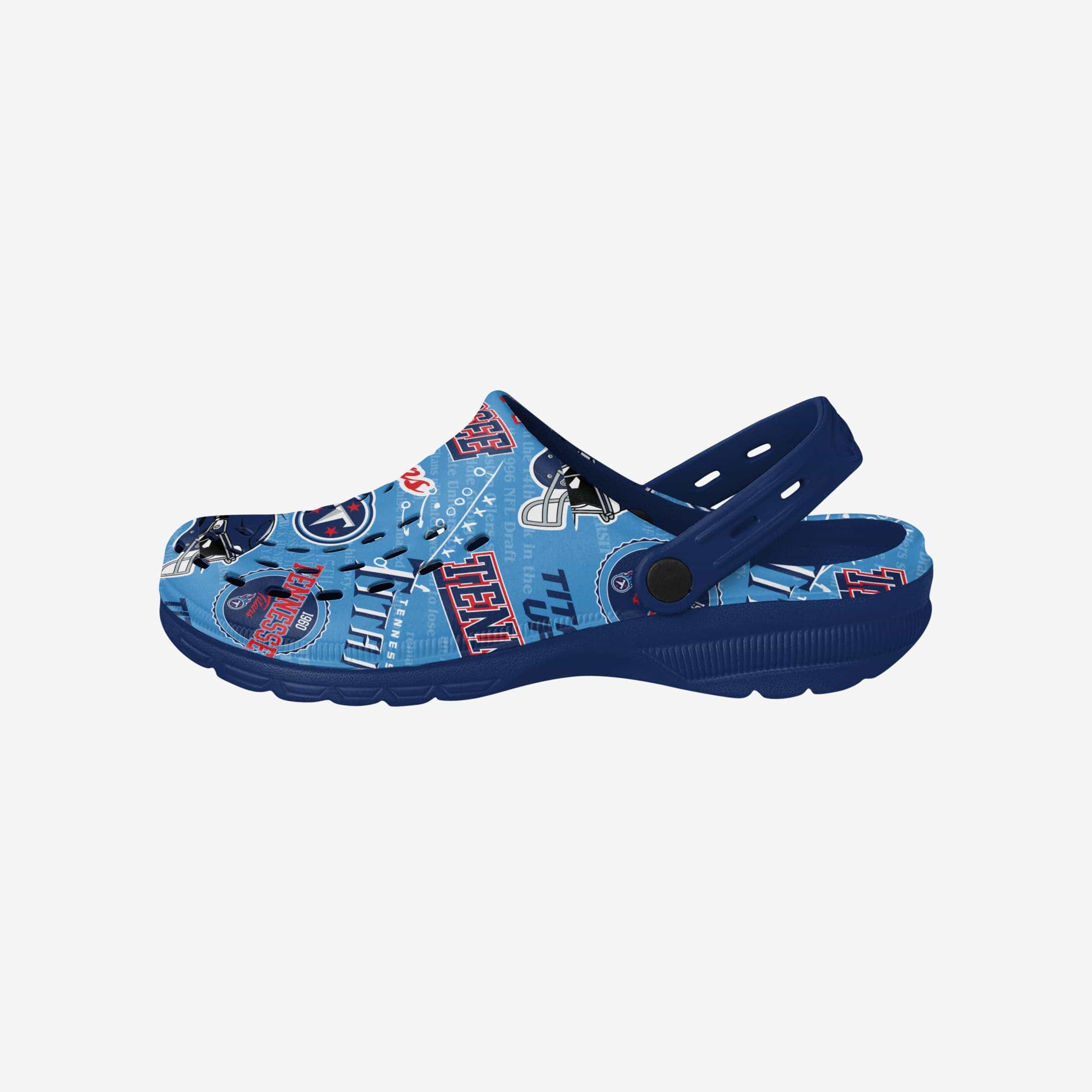 Tennessee Titans Historic Print Clog Strap Crocs Blue Size 7 - 8 Waterproof NWT Tennessee Titans Historic Print Clog With Strap FOCO main image 2