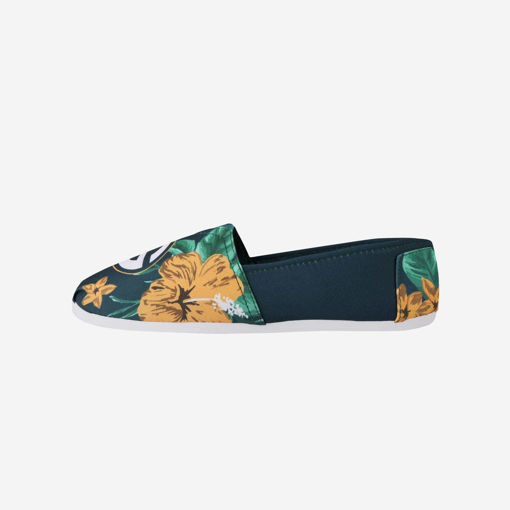 Green Bay Packers Womens Floral Canvas Shoe FOCO 6 - FOCO.com