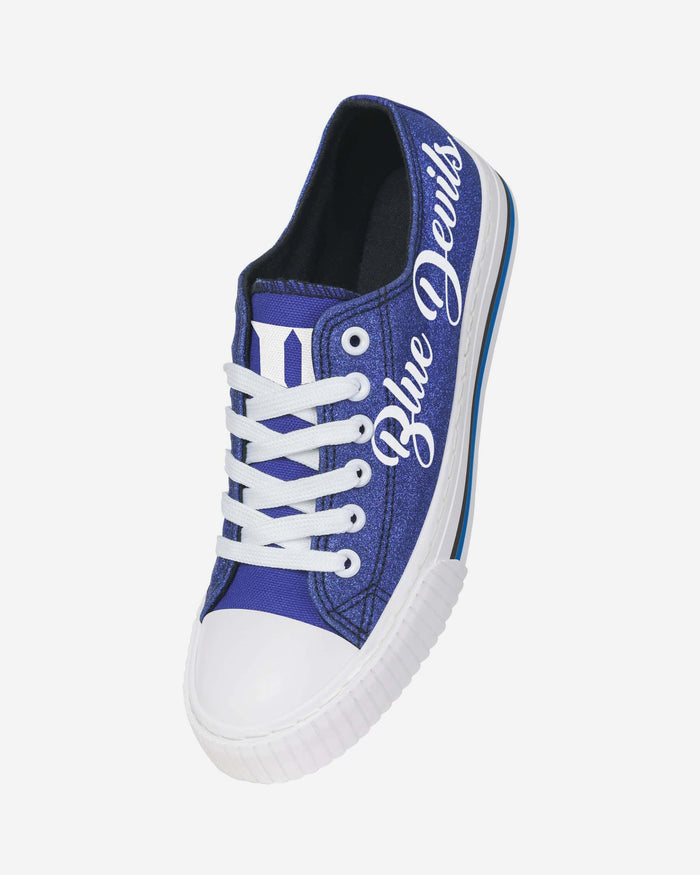 Duke Blue Devils Womens Color Glitter Low Top Canvas Shoes FOCO S - FOCO.com