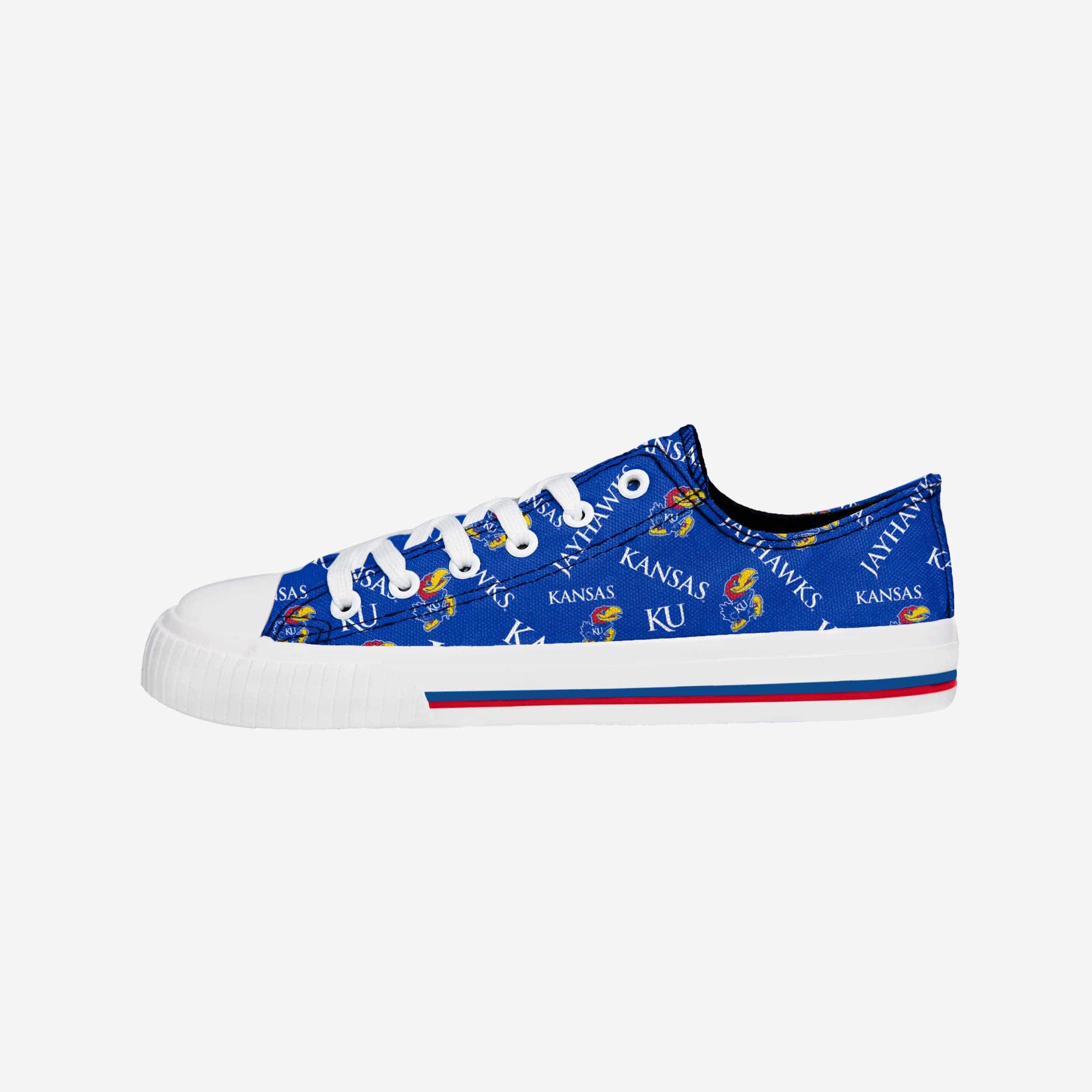 HOPE & LUCK きょうか Kansas Jayhawks Womens Low Top Repeat Print Canvas Shoe FOCO