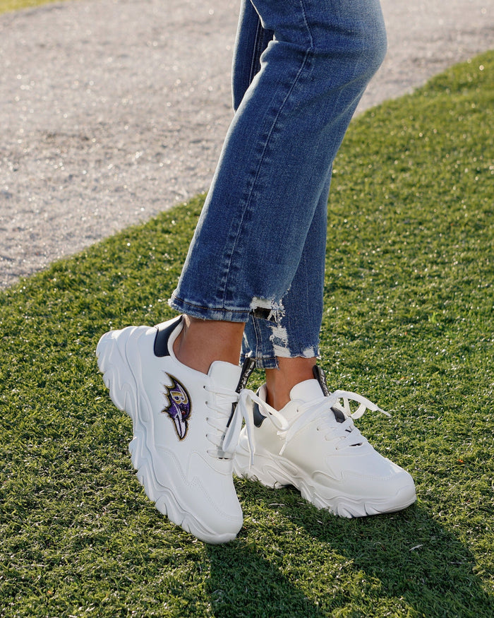 Baltimore Ravens Womens Glitter Big Logo Vintage White Chunky Sneaker FOCO - FOCO.com