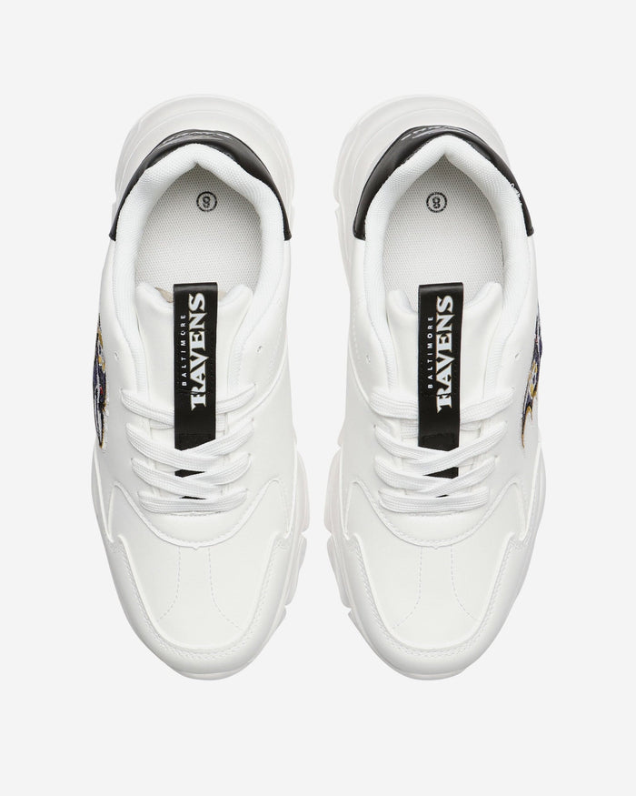 Baltimore Ravens Womens Glitter Big Logo Vintage White Chunky Sneaker FOCO - FOCO.com