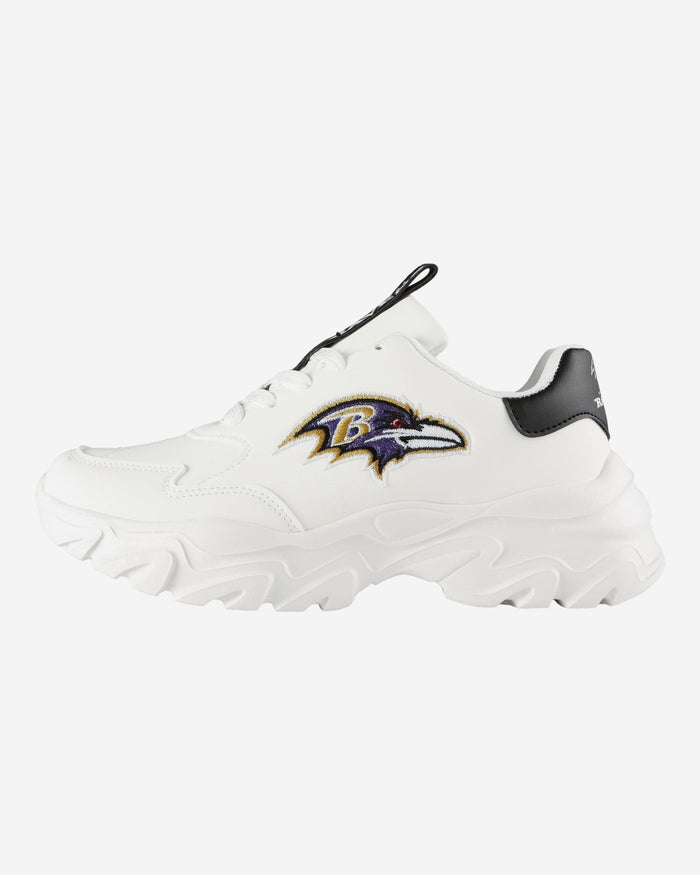 Baltimore Ravens Womens Glitter Big Logo Vintage White Chunky Sneaker FOCO 6 - FOCO.com
