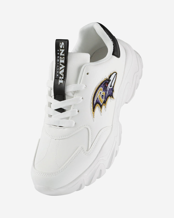 Baltimore Ravens Womens Glitter Big Logo Vintage White Chunky Sneaker FOCO - FOCO.com