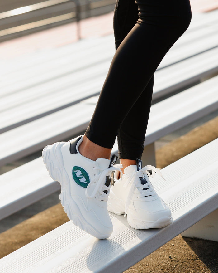 New York Jets Womens Glitter Big Logo Vintage White Chunky Sneaker FOCO - FOCO.com