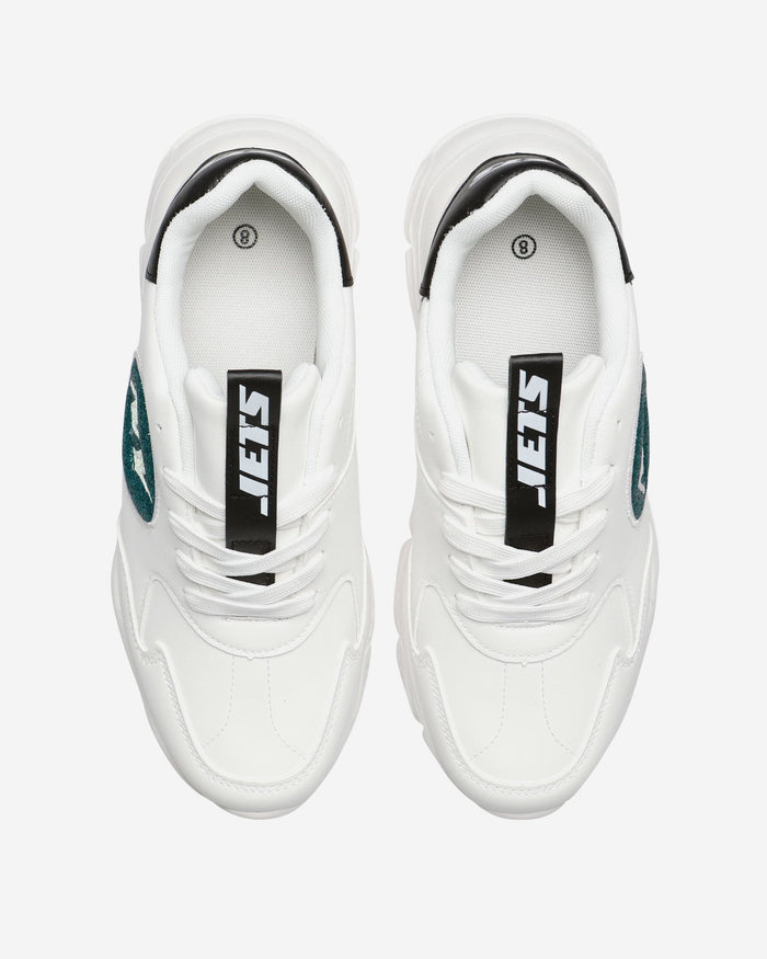 New York Jets Womens Glitter Big Logo Vintage White Chunky Sneaker FOCO - FOCO.com