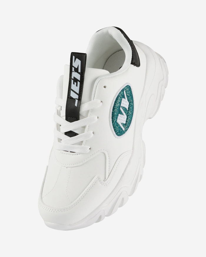New York Jets Womens Glitter Big Logo Vintage White Chunky Sneaker FOCO - FOCO.com