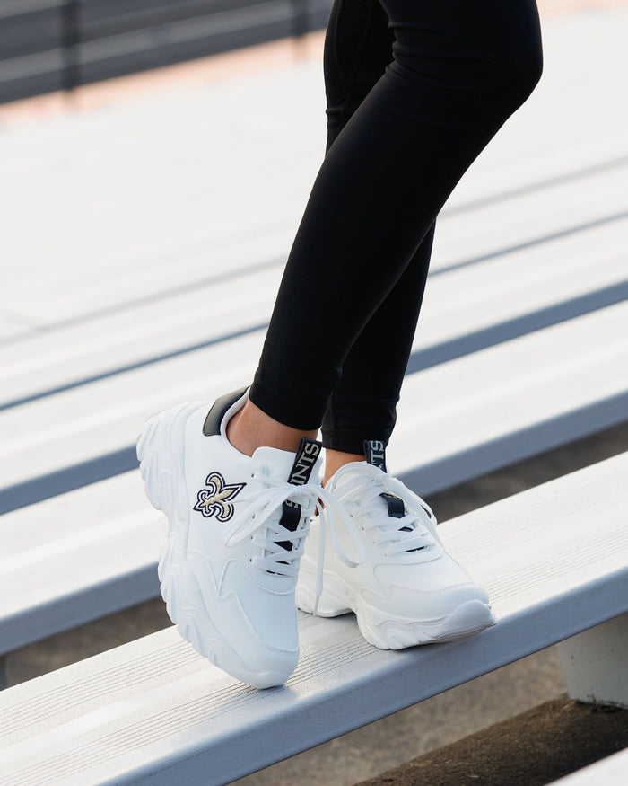 New Orleans Saints Womens Glitter Big Logo Vintage White Chunky Sneaker FOCO - FOCO.com