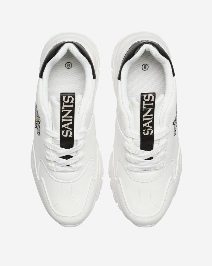 New Orleans Saints Womens Glitter Big Logo Vintage White Chunky Sneaker FOCO - FOCO.com