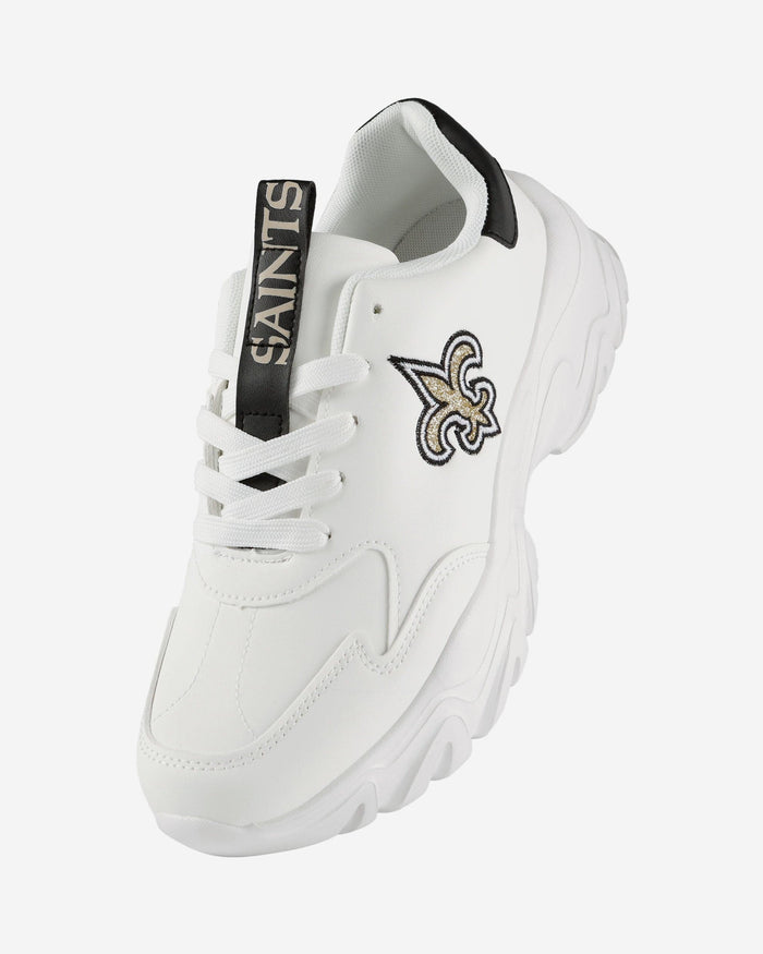 New Orleans Saints Womens Glitter Big Logo Vintage White Chunky Sneaker FOCO - FOCO.com