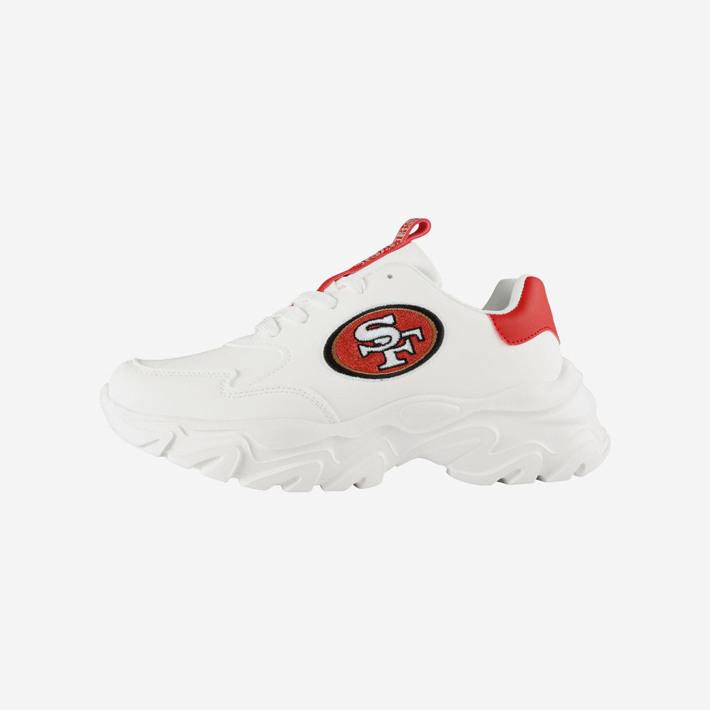San Francisco 49ers Womens Glitter Big Logo Vintage White Chunky Sneaker FOCO 6 - FOCO.com