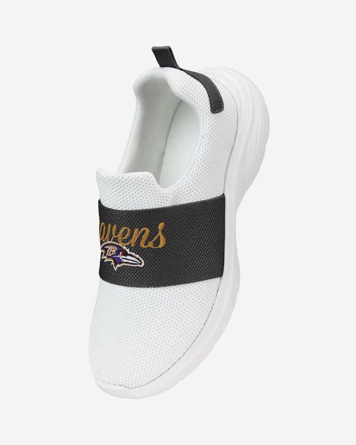 Baltimore Ravens Womens Script Wordmark White Slip On Sneakers FOCO - FOCO.com