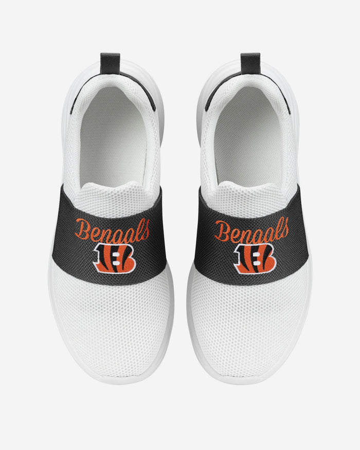 Cincinnati Bengals Womens Script Wordmark White Slip On Sneakers FOCO - FOCO.com