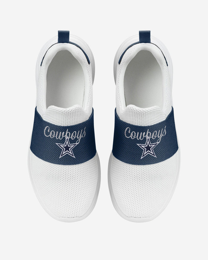 Dallas Cowboys Womens Script Wordmark White Slip On Sneakers FOCO - FOCO.com