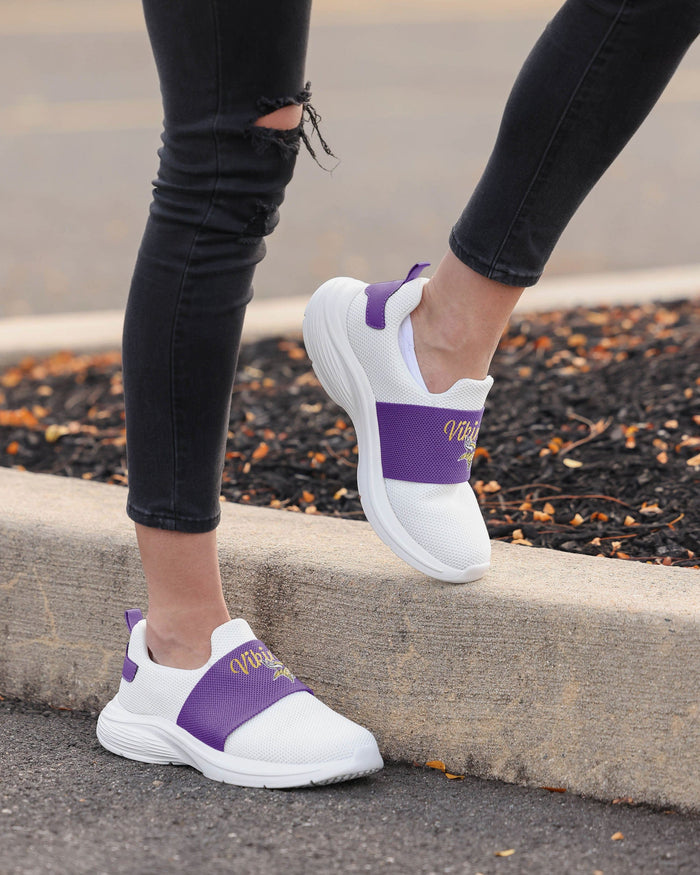 Minnesota Vikings Womens Script Wordmark White Slip On Sneakers FOCO - FOCO.com