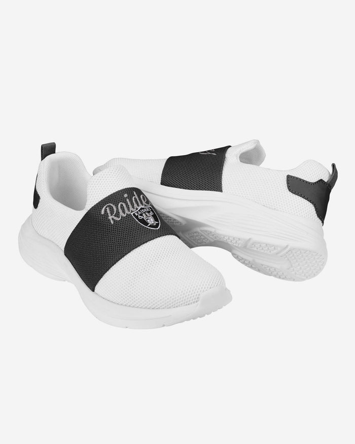 Las Vegas Raiders Womens Script Wordmark White Slip On Sneakers FOCO - FOCO.com