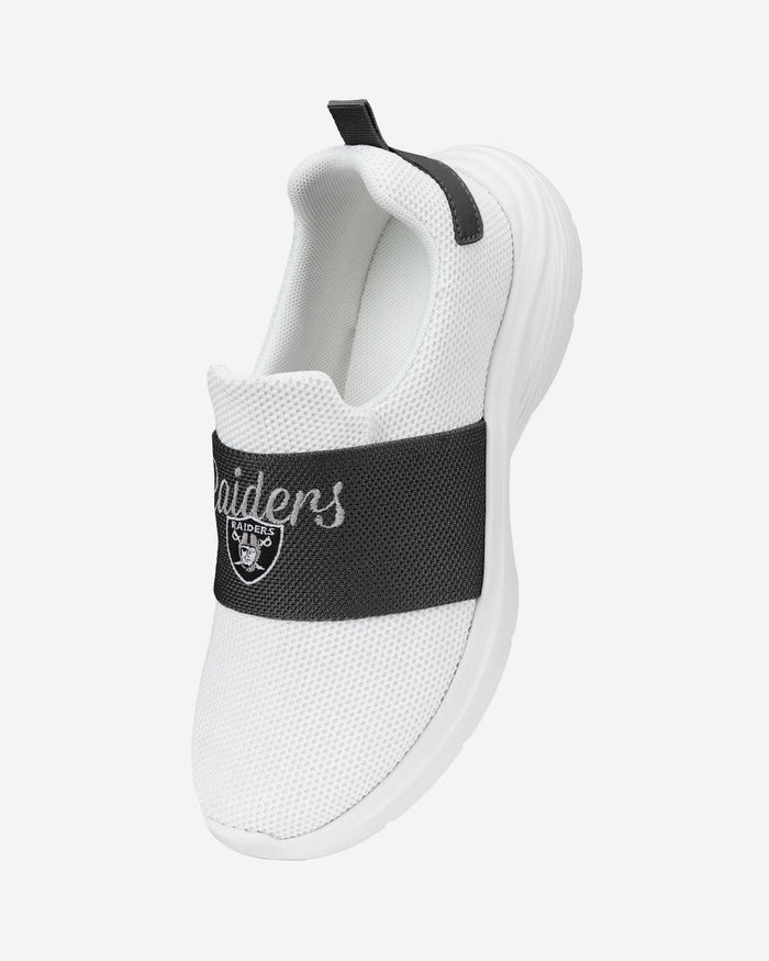 Las Vegas Raiders Womens Script Wordmark White Slip On Sneakers FOCO - FOCO.com