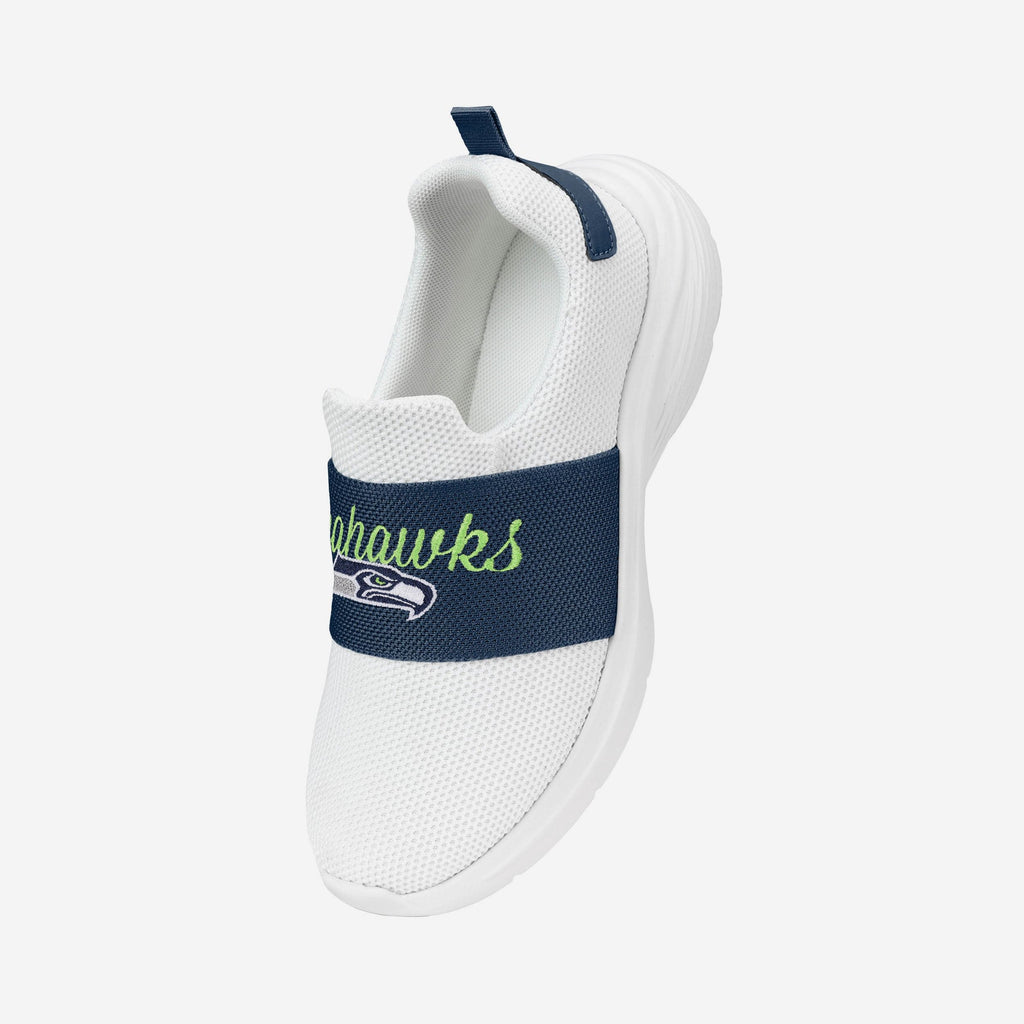 Seattle Seahawks Womens Script Wordmark White Slip On Sneakers FOCO