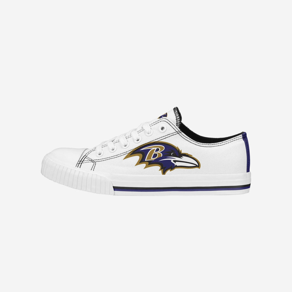 Baltimore Ravens Womens Big Logo Low Top White Canvas Shoes FOCO 6 - FOCO.com