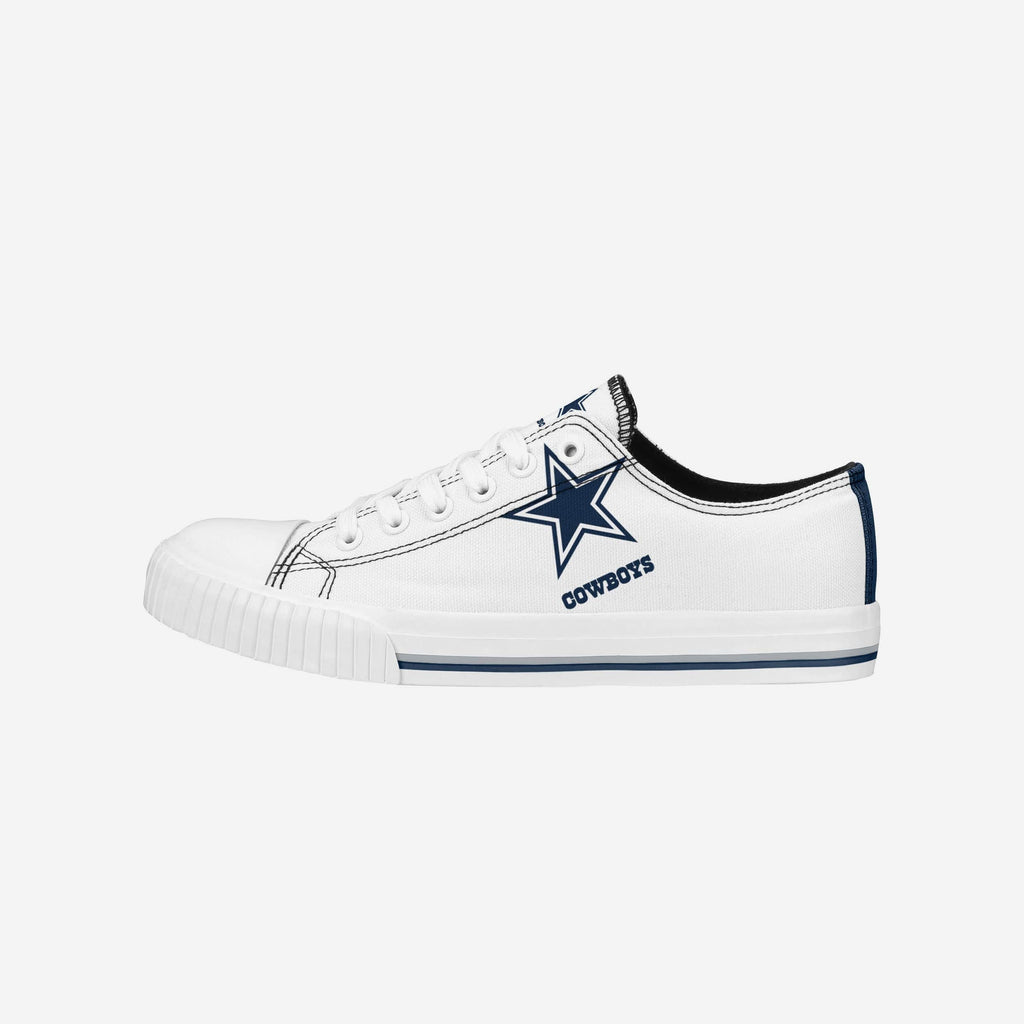 Dallas Cowboys Womens Big Logo Low Top White Canvas Shoes FOCO 6 - FOCO.com