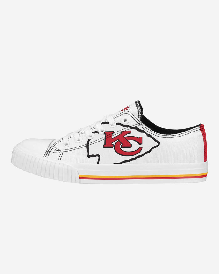 Kansas City Chiefs Womens Big Logo Low Top White Canvas Shoes FOCO 6 - FOCO.com