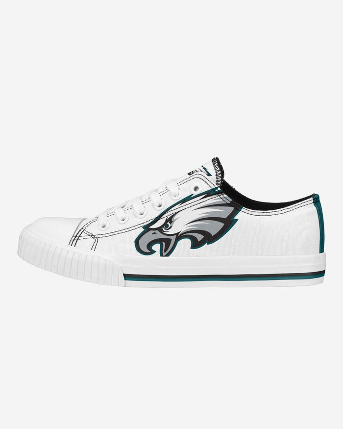 Philadelphia Eagles Womens Big Logo Low Top White Canvas Shoes FOCO 6 - FOCO.com