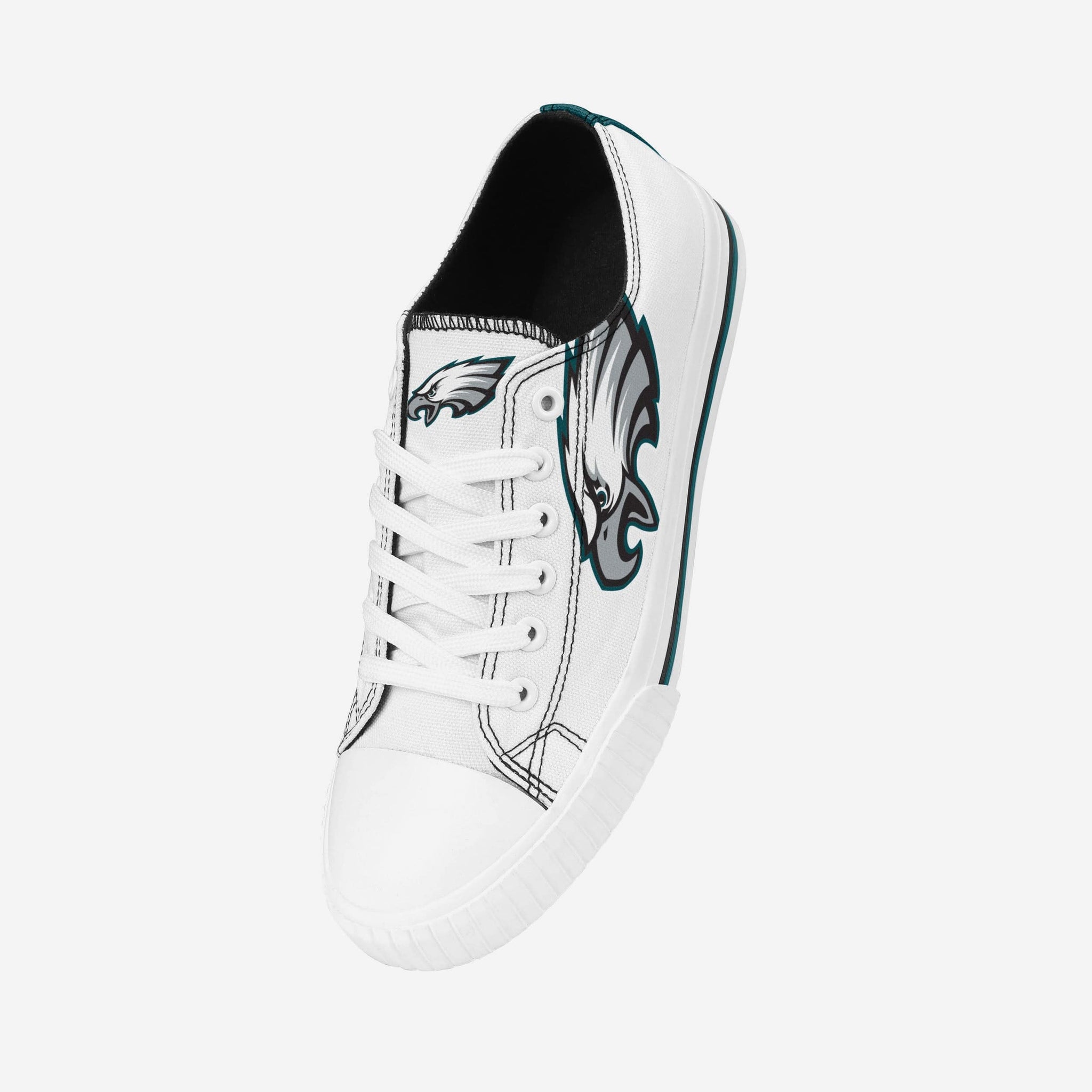 Philadelphia Eagles Womens Big Logo Low Top White Canvas Shoes FOCO