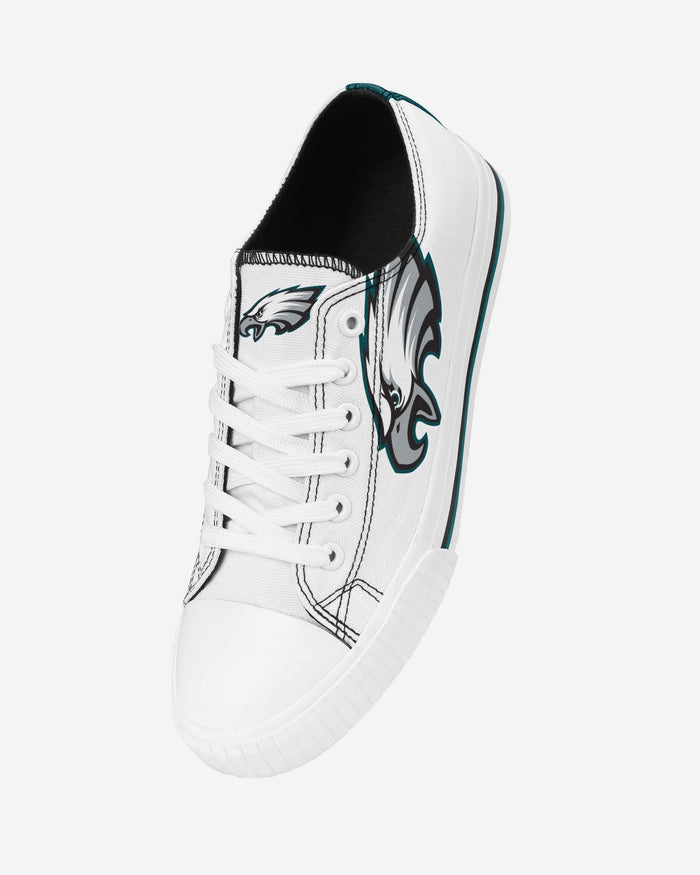 Philadelphia Eagles Womens Big Logo Low Top White Canvas Shoes