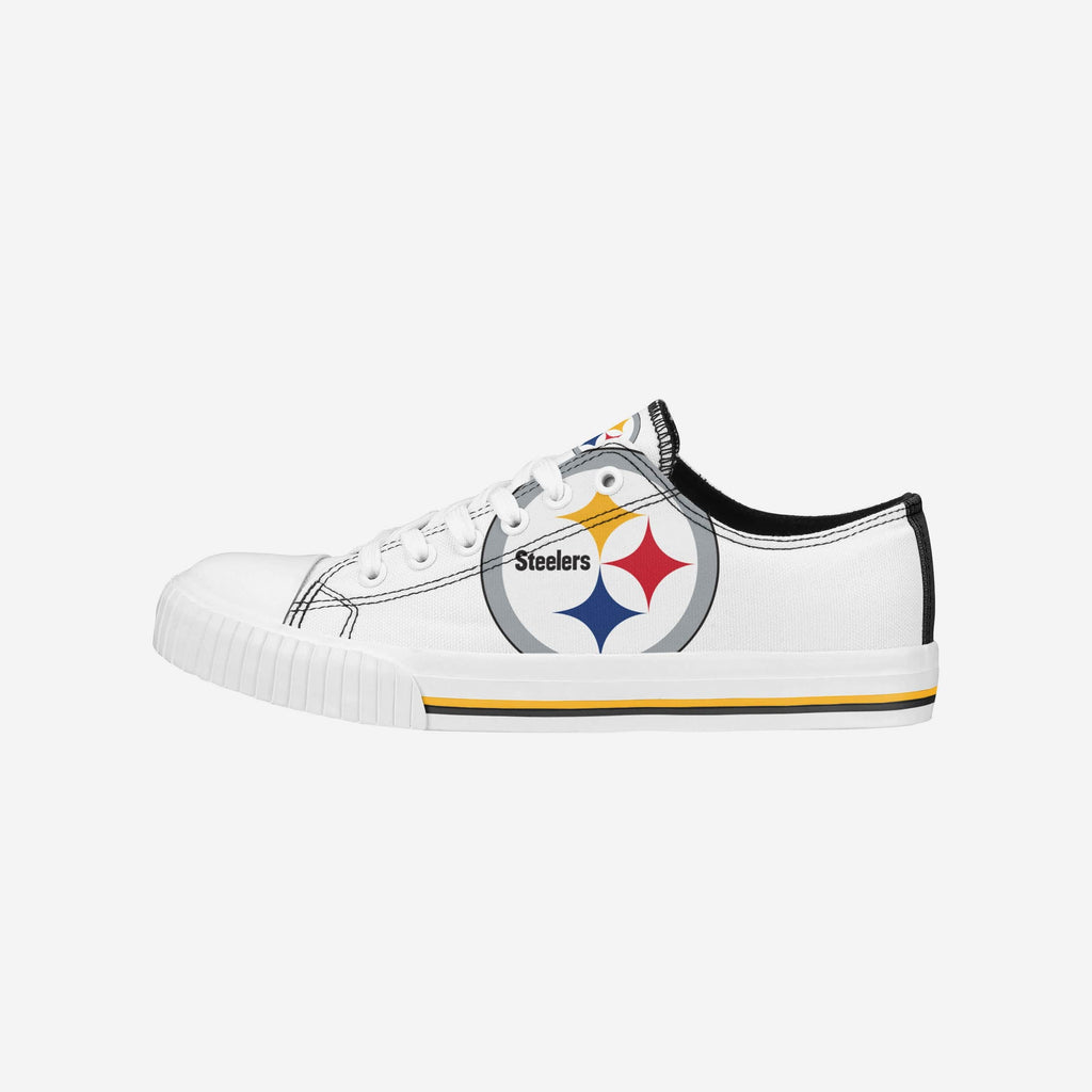 Pittsburgh Steelers Womens Big Logo Low Top White Canvas Shoes FOCO 6 - FOCO.com