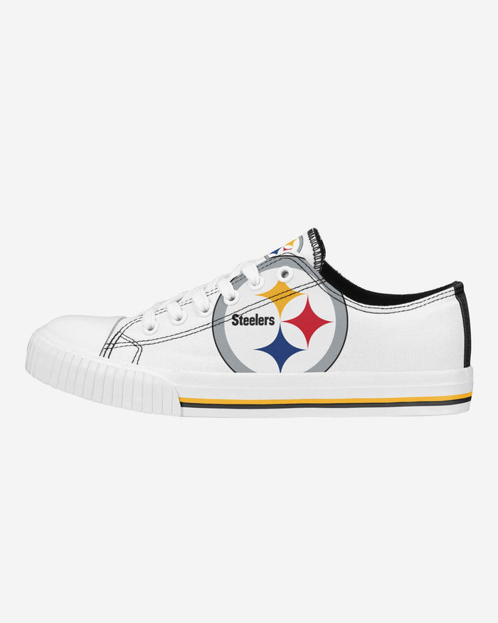 Pittsburgh Steelers Womens Big Logo Low Top White Canvas Shoes FOCO 6 - FOCO.com