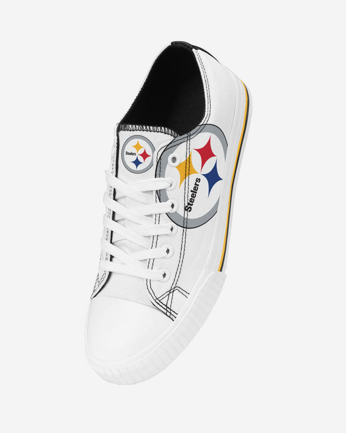 Pittsburgh Steelers Womens Big Logo Low Top White Canvas Shoes FOCO - FOCO.com