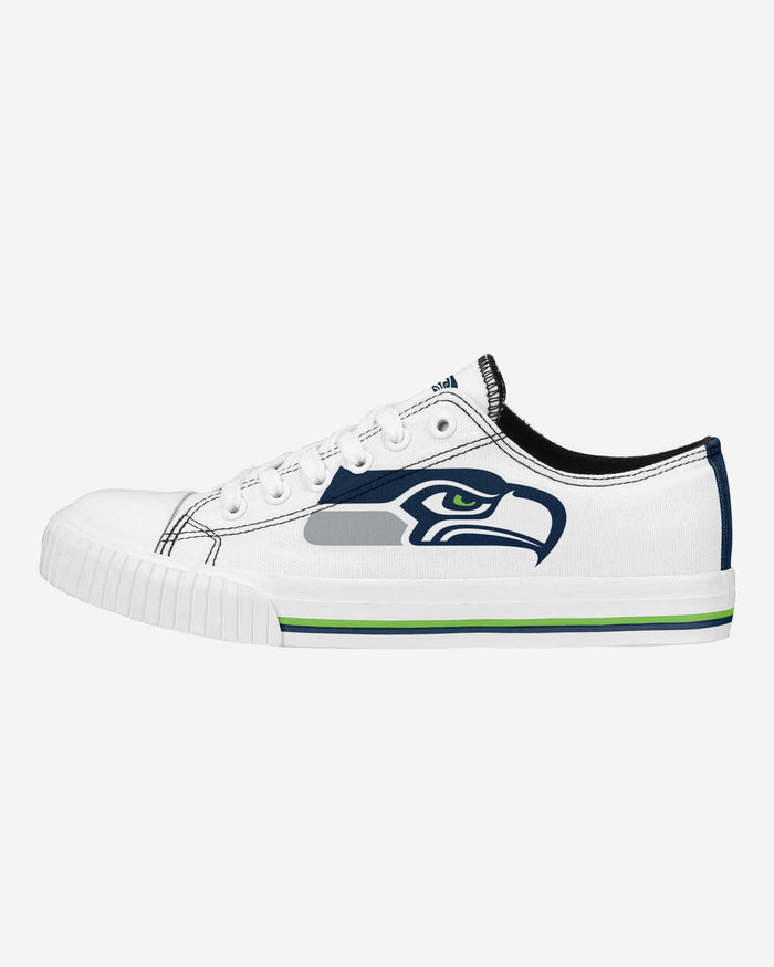 Seattle Seahawks Womens Big Logo Low Top White Canvas Shoes FOCO 6 - FOCO.com