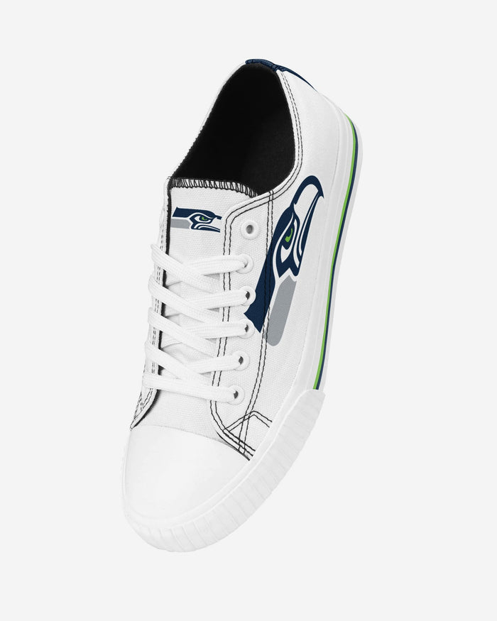 Seattle Seahawks Womens Big Logo Low Top White Canvas Shoes FOCO - FOCO.com