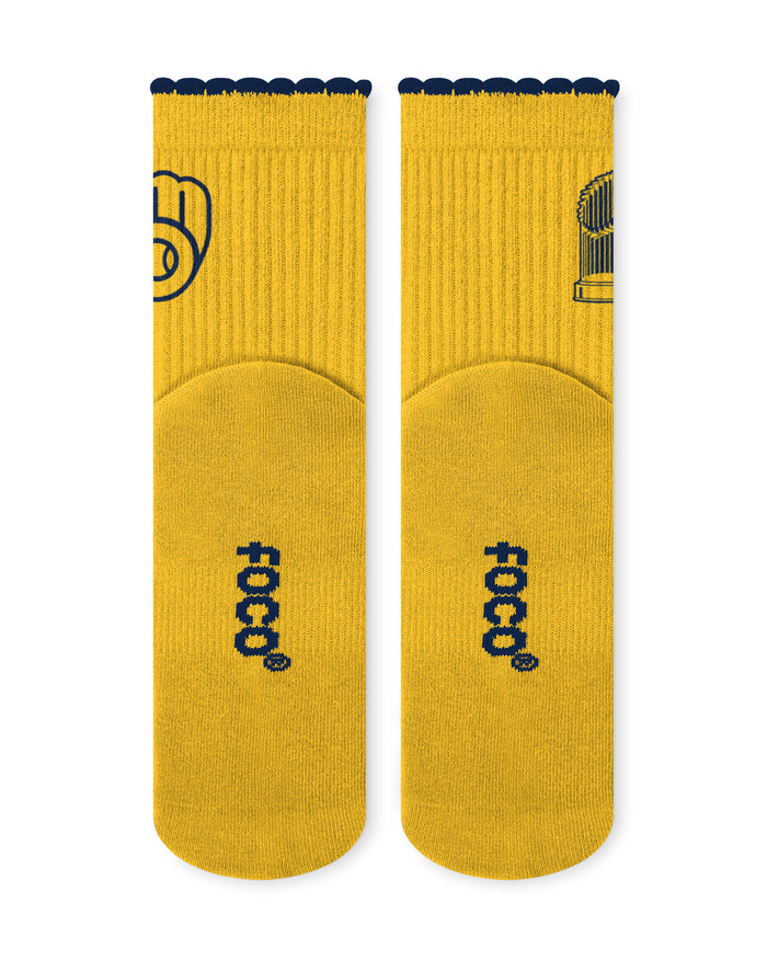 Milwaukee Brewers 2026 World Series Champions Womens 3 Pack Ruffle Quarter Socks FOCO - FOCO.com